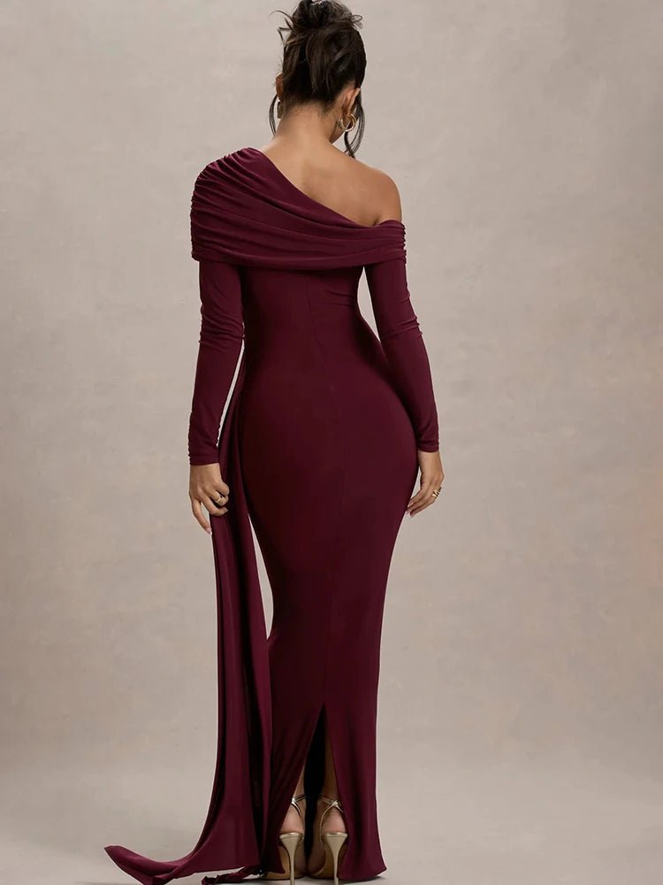 JULISSA MO Sexy One Shoulder Bandage Women Long Dress Black Long Sleeve Evening Dress Winter Skinny Elegant Party Clubwear 2024 - TheGlamTrend14:193Black;5:361385BlackLJULISSA MO Sexy One Shoulder Bandage Women Long Dress Black Long Sleeve Evening Dress Winter Skinny Elegant Party Clubwear 2024