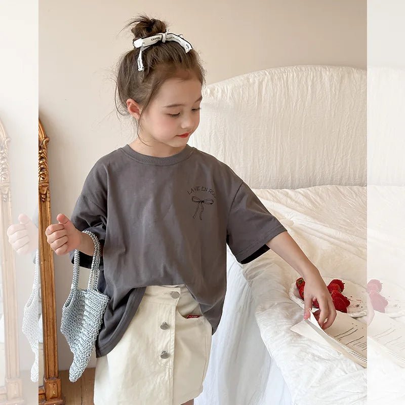 Kids Clothes Girl Children Short Sleeved Girl Clothes Summer T Shirt Tops Children Clothing Boy Cloth Ropa De Niña Ropa De Niño - TheGlamTrend14:1254dark grey;200000463:200004201150cmdark grey150cmKids Clothes Girl Children Short Sleeved Girl Clothes Summer T Shirt Tops Children Clothing Boy Cloth Ropa De Niña Ropa De Niño