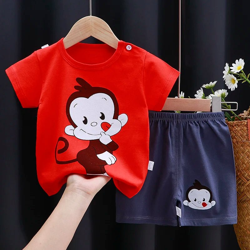 Kids Clothes Set Baby Boy/Girl T-Shirt + Shorts Summer Clothing Cotton Cartoon Casual Boys Tracksuit Children Baby Clothes Set - TheGlamTrend14:1254Set4;200000463:2006618983TSet43TKids Clothes Set Baby Boy/Girl T-Shirt + Shorts Summer Clothing Cotton Cartoon Casual Boys Tracksuit Children Baby Clothes Set