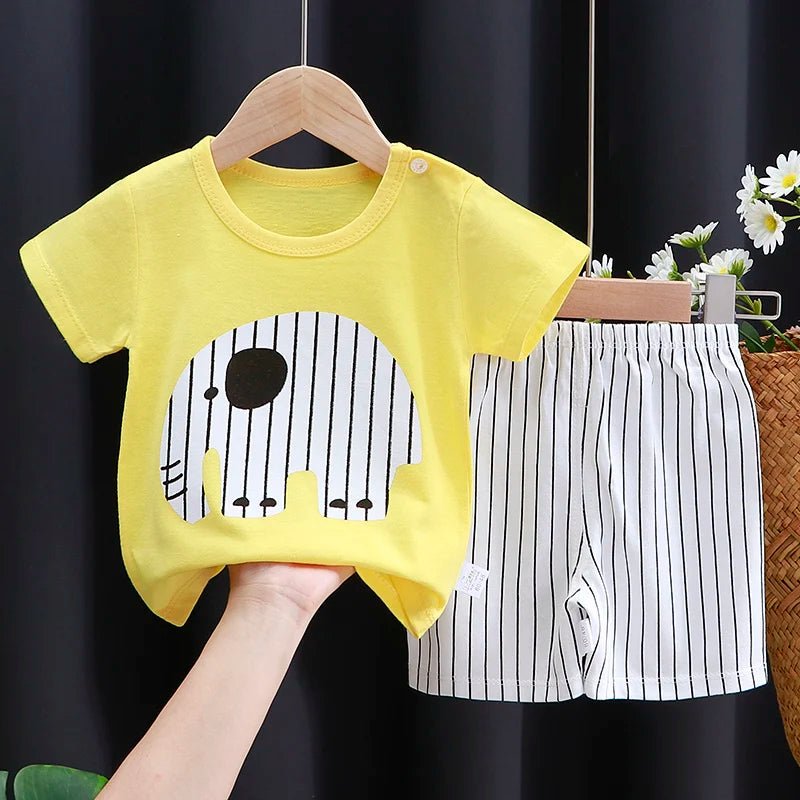 Kids Clothes Set Baby Boy/Girl T-Shirt + Shorts Summer Clothing Cotton Cartoon Casual Boys Tracksuit Children Baby Clothes Set - TheGlamTrend14:193Set2;200000463:2006618983TSet23TKids Clothes Set Baby Boy/Girl T-Shirt + Shorts Summer Clothing Cotton Cartoon Casual Boys Tracksuit Children Baby Clothes Set