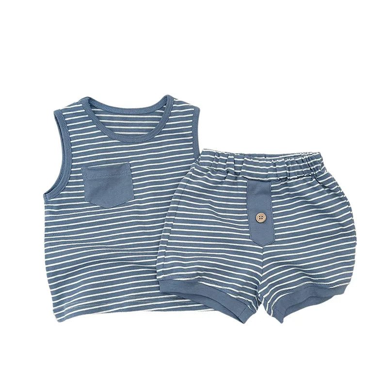 Kids Clothing Set Children's Top and Bottom Stripe Clothes set Two Pieces Summer Toddler Outfit for Kids Boys Girls sports suits - TheGlamTrend14:365458;200000463:200004197110Brown110Kids Clothing Set Children's Top and Bottom Stripe Clothes set Two Pieces Summer Toddler Outfit for Kids Boys Girls sports suits