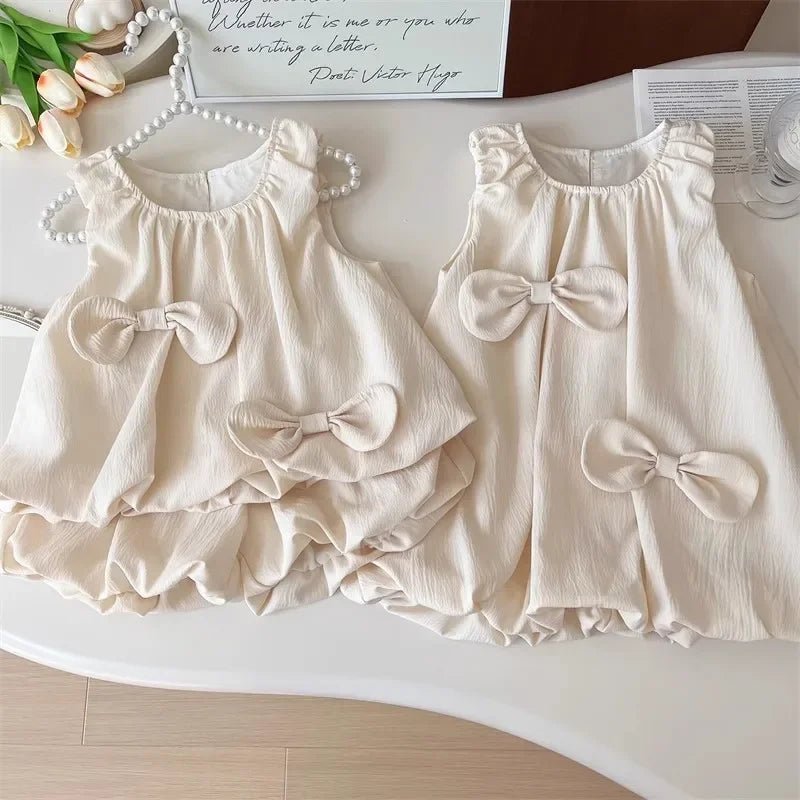 Kids Clothing Set for 2 - 7 Years Girls Bow Sleeveless Vest + Pod Pants Two Piece Summer Daily Casual Beige Girls Clothing - TheGlamTrend14:771QQ406 - Dress;200000463:200661901QQ406 - Dress7TKids Clothing Set for 2 - 7 Years Girls Bow Sleeveless Vest + Pod Pants Two Piece Summer Daily Casual Beige Girls Clothing