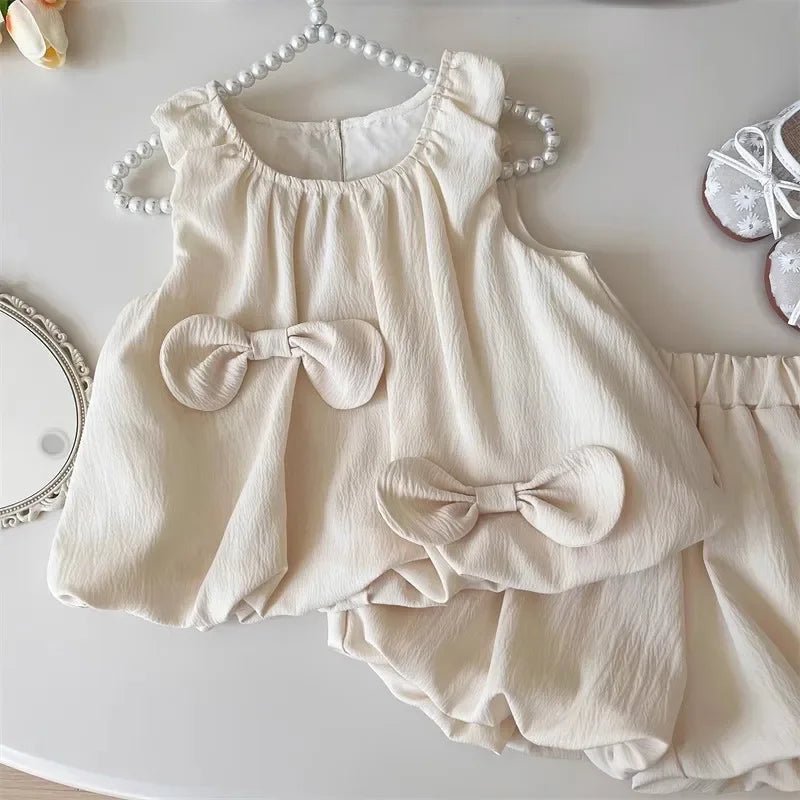 Kids Clothing Set for 2 - 7 Years Girls Bow Sleeveless Vest + Pod Pants Two Piece Summer Daily Casual Beige Girls Clothing - TheGlamTrend14:771QQ406 - Dress;200000463:200661901QQ406 - Dress7TKids Clothing Set for 2 - 7 Years Girls Bow Sleeveless Vest + Pod Pants Two Piece Summer Daily Casual Beige Girls Clothing