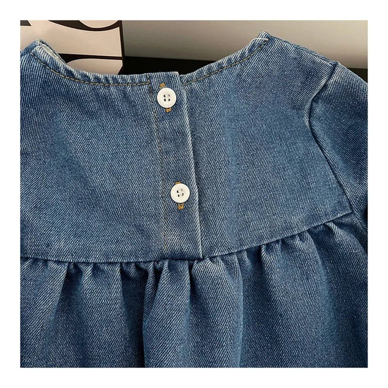 Kids Clothing Spring And Autumnr Round Neck Floral Embroidered Long Sleeve Denim dress Girls Dress Princess Dress - TheGlamTrend14:175BZ3560 blue;200000463:2000041915TBZ3560 blue5TKids Clothing Spring And Autumnr Round Neck Floral Embroidered Long Sleeve Denim dress Girls Dress Princess Dress