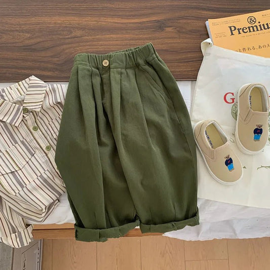 Kids Trousers Autumn Boys cotton loose casual pants Girls all - match wide leg pants 2 - 7Years - TheGlamTrend14:200004889Green;200000463:200004187Green2TKids Trousers Autumn Boys cotton loose casual pants Girls all - match wide leg pants 2 - 7Years