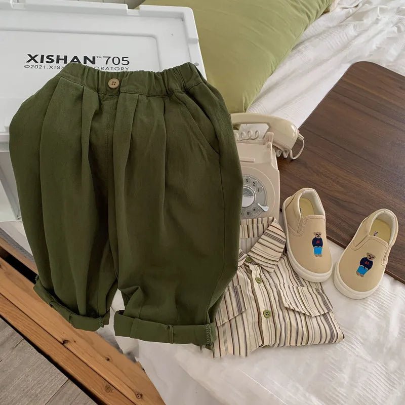 Kids Trousers Autumn Boys cotton loose casual pants Girls all - match wide leg pants 2 - 7Years - TheGlamTrend14:200004889Green;200000463:200004187Green2TKids Trousers Autumn Boys cotton loose casual pants Girls all - match wide leg pants 2 - 7Years