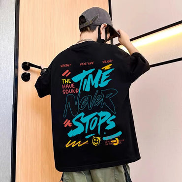Korean Children's Clothes 2025 Boys Hip Hop Graphic T Shirts Summer Loose Cotton Short Sleeve Tops Tees Kids Clothing 9 10 Years - TheGlamTrend14:193;200000463:200661905black12TKorean Children's Clothes 2025 Boys Hip Hop Graphic T Shirts Summer Loose Cotton Short Sleeve Tops Tees Kids Clothing 9 10 Years