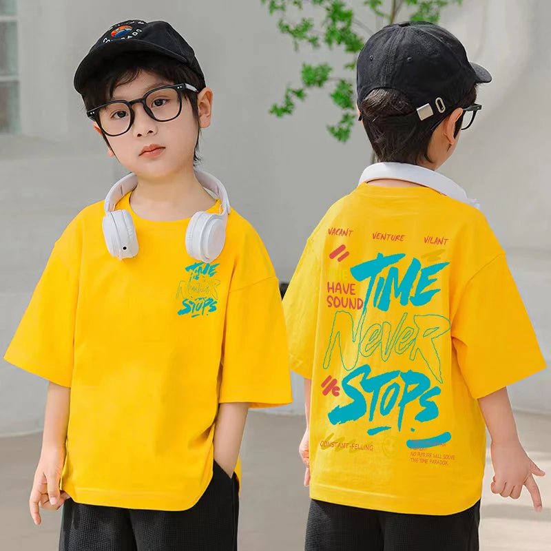 Korean Children's Clothes 2025 Boys Hip Hop Graphic T Shirts Summer Loose Cotton Short Sleeve Tops Tees Kids Clothing 9 10 Years - TheGlamTrend14:366;200000463:200661900Yellow6TKorean Children's Clothes 2025 Boys Hip Hop Graphic T Shirts Summer Loose Cotton Short Sleeve Tops Tees Kids Clothing 9 10 Years