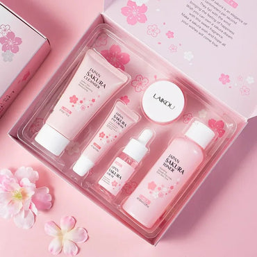 LAIKOU Sakura Kit Skin Care Sets Moisturizing and Reducing Fine Lines Cleansing Pore Product 5 - Piece Korean Skincare Set - TheGlamTrend<none>LAIKOU Sakura Kit Skin Care Sets Moisturizing and Reducing Fine Lines Cleansing Pore Product 5 - Piece Korean Skincare Set