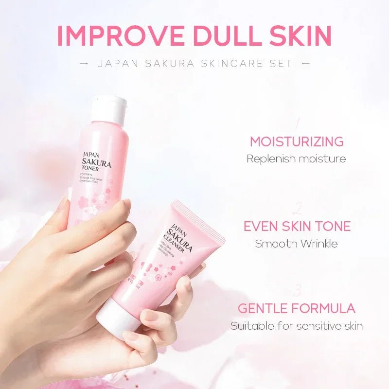 LAIKOU Sakura Kit Skin Care Sets Moisturizing and Reducing Fine Lines Cleansing Pore Product 5 - Piece Korean Skincare Set - TheGlamTrend<none>LAIKOU Sakura Kit Skin Care Sets Moisturizing and Reducing Fine Lines Cleansing Pore Product 5 - Piece Korean Skincare Set