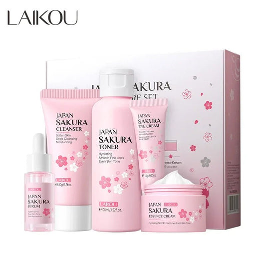 LAIKOU Sakura Kit Skin Care Sets Moisturizing and Reducing Fine Lines Cleansing Pore Product 5 - Piece Korean Skincare Set - TheGlamTrend<none>LAIKOU Sakura Kit Skin Care Sets Moisturizing and Reducing Fine Lines Cleansing Pore Product 5 - Piece Korean Skincare Set