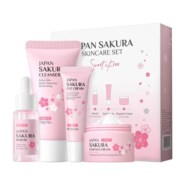 LAIKOU Sakura Skin Care Set Facial Cleanser Face Cream Essence Facial Eye Cream Skincare Product 4pcs Kit - TheGlamTrend14:1052Four - piece setFour - piece setLAIKOU Sakura Skin Care Set Facial Cleanser Face Cream Essence Facial Eye Cream Skincare Product 4pcs Kit