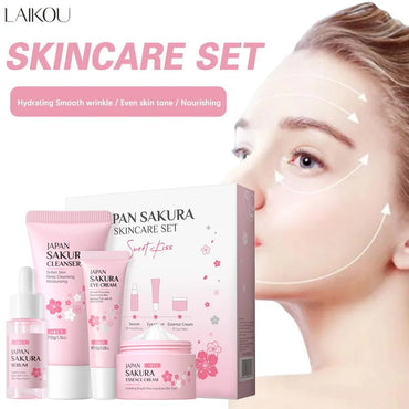 LAIKOU Sakura Skin Care Set Facial Cleanser Face Cream Essence Facial Eye Cream Skincare Product 4pcs Kit - TheGlamTrend14:1052Four - piece setFour - piece setLAIKOU Sakura Skin Care Set Facial Cleanser Face Cream Essence Facial Eye Cream Skincare Product 4pcs Kit
