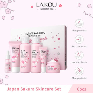 LAIKOU Sakura Skin Care Sets Facial Cleanser Eye Creams Face Cream Serum Lotion Toner Brightening Moisturizing Face Care Kit - TheGlamTrend14:296pcs kit6pcs kitLAIKOU Sakura Skin Care Sets Facial Cleanser Eye Creams Face Cream Serum Lotion Toner Brightening Moisturizing Face Care Kit