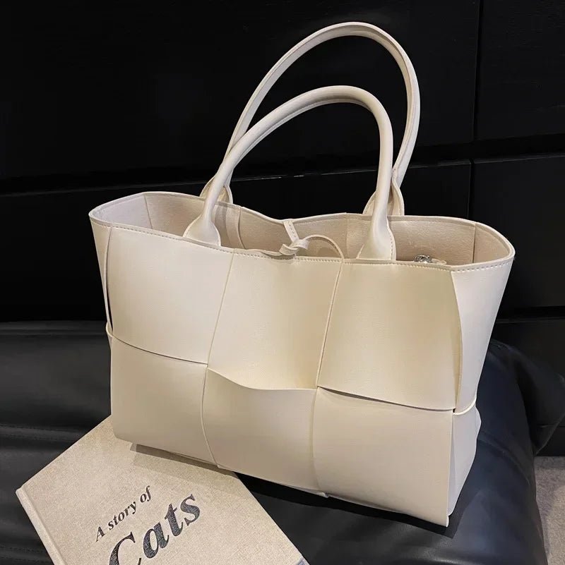 Large Capacity Handbags for Women 2022 Fashion Leather Woven Tote Bags Designer Solid Color Lacing Plaid PU Shoulder Bags - TheGlamTrend14:365458WTWTLarge Capacity Handbags for Women 2022 Fashion Leather Woven Tote Bags Designer Solid Color Lacing Plaid PU Shoulder Bags