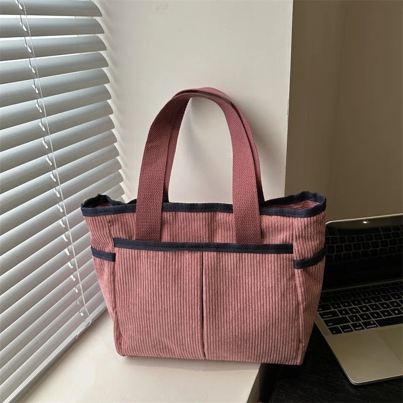 Large Capacity Tote Bags for Women Vintage Corduroy Shoulder Ladies Underarm Bag Casual Shopping Female Handbag with Side Pocket - TheGlamTrend14:193coffeecoffeeLarge Capacity Tote Bags for Women Vintage Corduroy Shoulder Ladies Underarm Bag Casual Shopping Female Handbag with Side Pocket