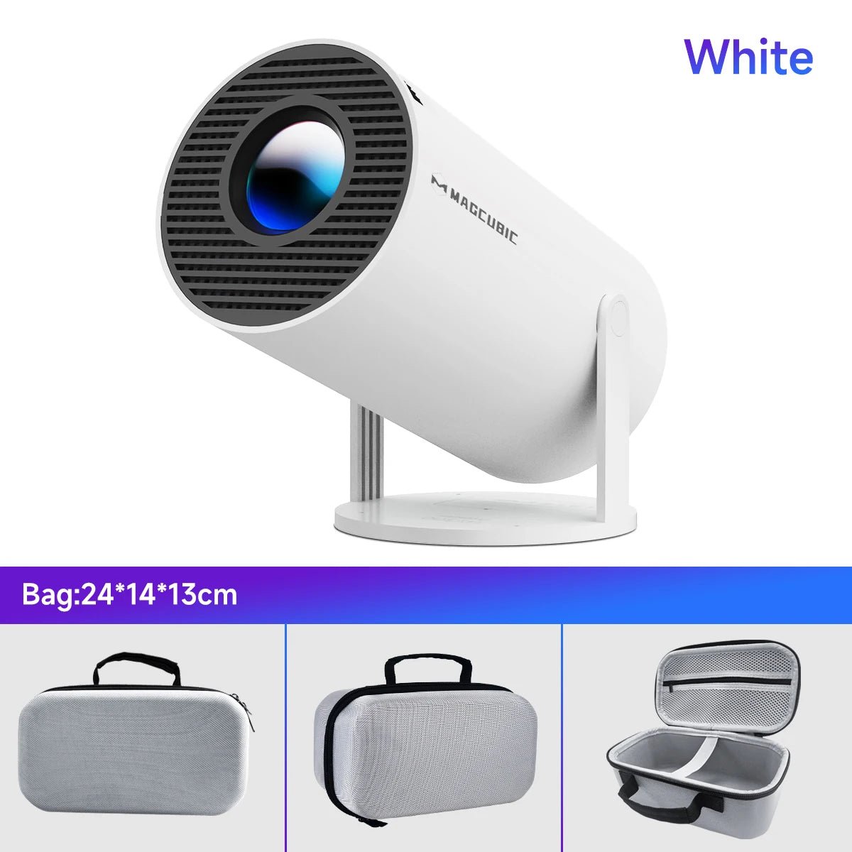 Magcubic Projector Android 11 4K 1280*720P HY300 Pro + Dual Wifi 290ANSI 180°flexible BT5.0 Cinema Outdoor Portable Projector - TheGlamTrend14:201441171HY300 Pro - White Bag;200009209:201447604HY300 Pro - White BagEU PlugMagcubic Projector Android 11 4K 1280*720P HY300 Pro + Dual Wifi 290ANSI 180°flexible BT5.0 Cinema Outdoor Portable Projector
