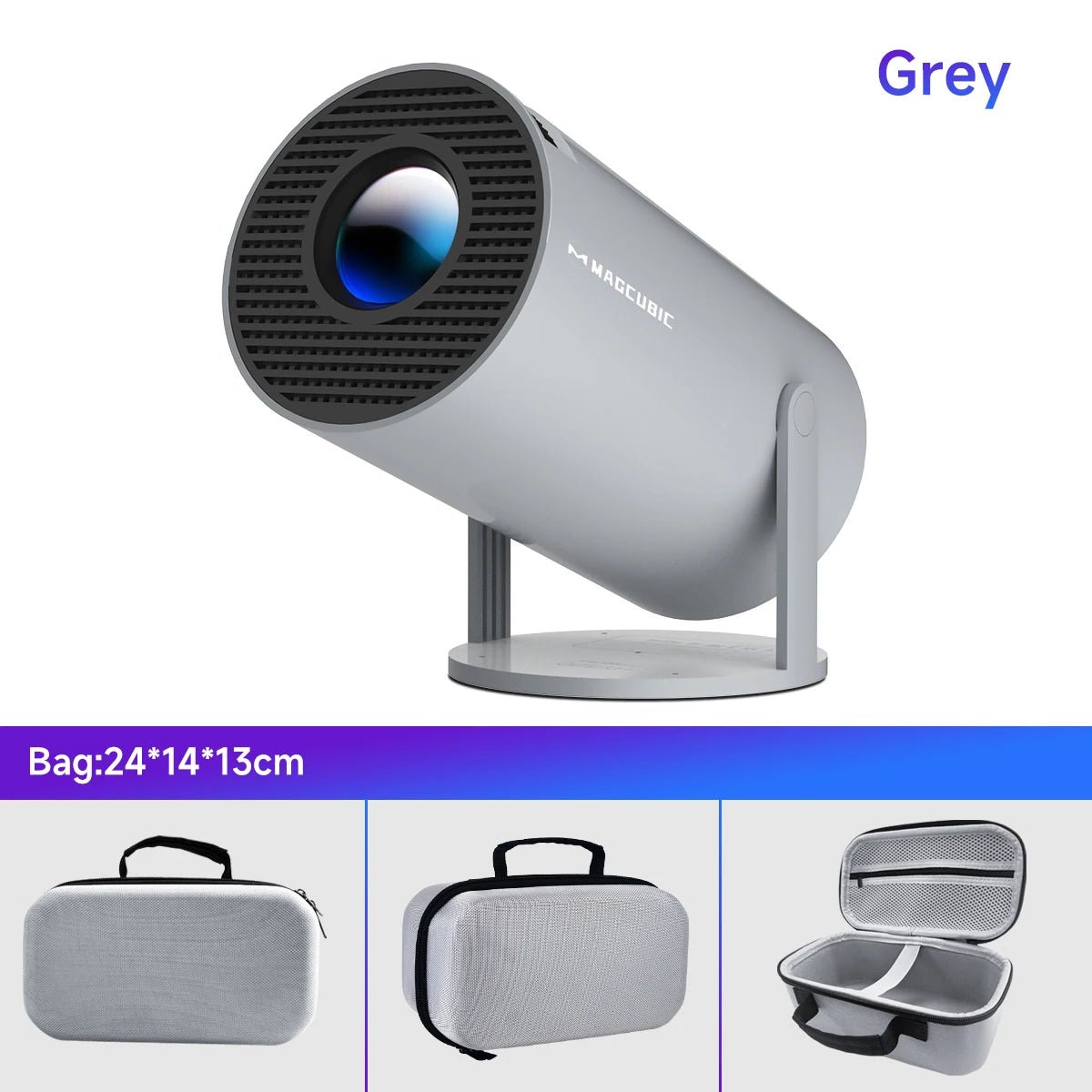 Magcubic Projector Android 11 4K 1280*720P HY300 Pro + Dual Wifi 290ANSI 180°flexible BT5.0 Cinema Outdoor Portable Projector - TheGlamTrend14:201441172HY300 Pro - Grey Bag;200009209:201447605HY300 Pro - Grey BagUS PlugMagcubic Projector Android 11 4K 1280*720P HY300 Pro + Dual Wifi 290ANSI 180°flexible BT5.0 Cinema Outdoor Portable Projector