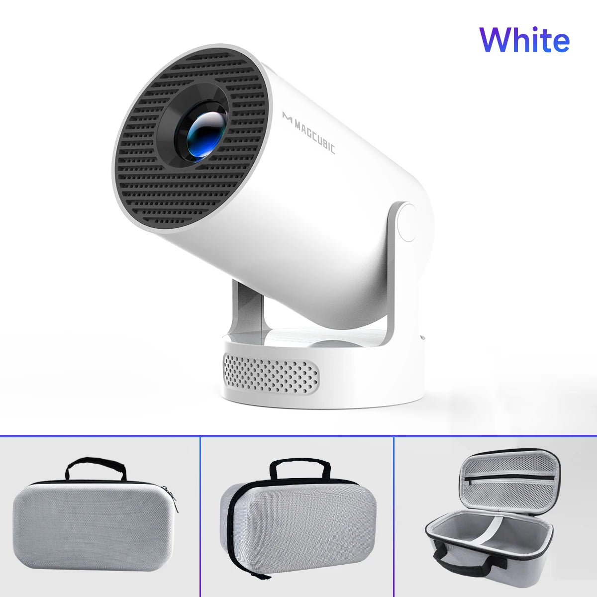 Magcubic Projector Android 11 4K 1280*720P HY300 Pro + Dual Wifi 290ANSI 180°flexible BT5.0 Cinema Outdoor Portable Projector - TheGlamTrend14:365461HY300 New White Bag;200009209:201447604HY300 New White BagEU PlugMagcubic Projector Android 11 4K 1280*720P HY300 Pro + Dual Wifi 290ANSI 180°flexible BT5.0 Cinema Outdoor Portable Projector