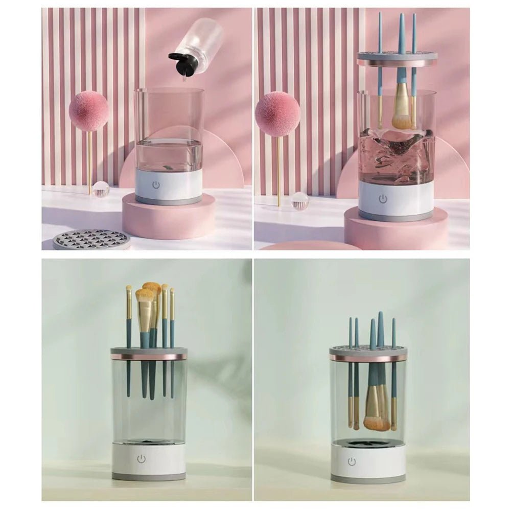 Makeup Brush Cleaner Is An Automatic Rotating Brush Cleaner For Deep Cleaning One Click Operation Is Suitable For All Makeup - TheGlamTrend14:29WHITEMakeup Brush Cleaner Is An Automatic Rotating Brush Cleaner For Deep Cleaning One Click Operation Is Suitable For All Makeup