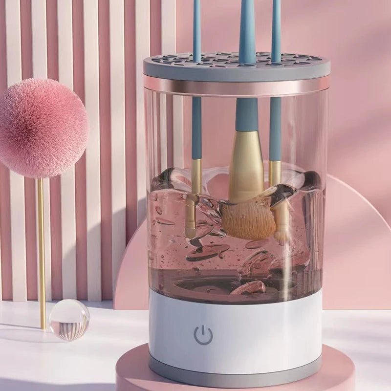 Makeup Brush Cleaner Is An Automatic Rotating Brush Cleaner For Deep Cleaning One Click Operation Is Suitable For All Makeup - TheGlamTrend14:29WHITEMakeup Brush Cleaner Is An Automatic Rotating Brush Cleaner For Deep Cleaning One Click Operation Is Suitable For All Makeup