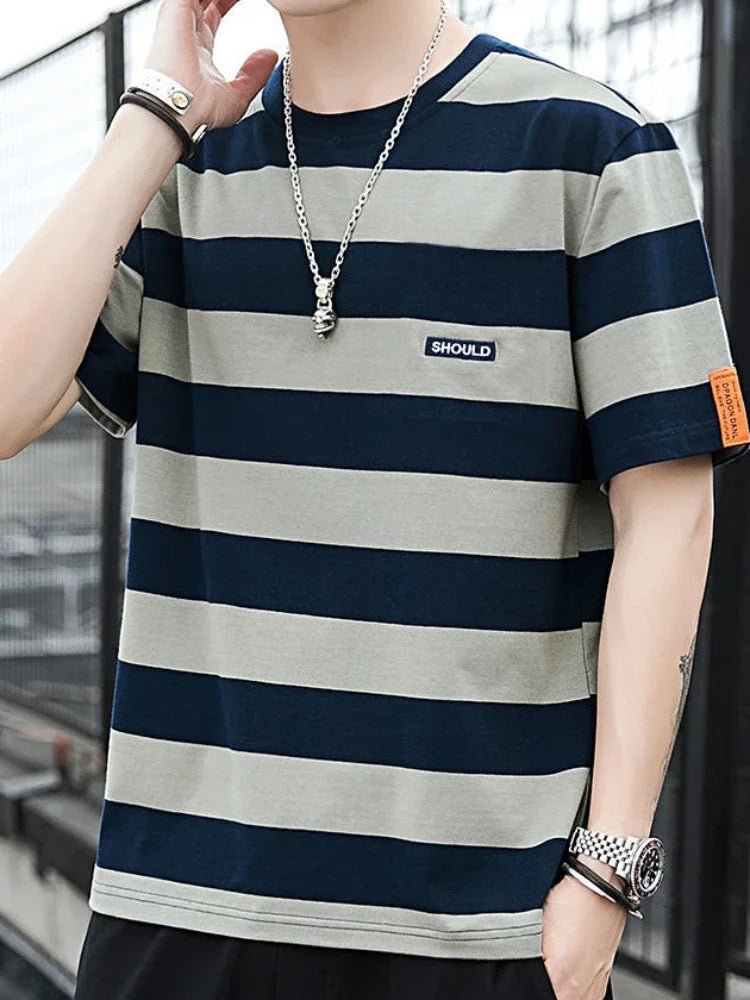 Male Tees Shirts Loose Striped Tops Oversized Men's T-shirt Baggy Yellow Cheap Clothes And Young On Sale Streetwear Harajuku 5xl - TheGlamTrend14:173Blue T-shirt;5:100014066MBlue T-shirtMMale Tees Shirts Loose Striped Tops Oversized Men's T-shirt Baggy Yellow Cheap Clothes And Young On Sale Streetwear Harajuku 5xl