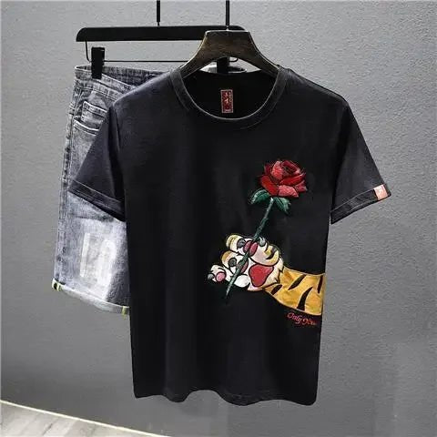 Man Tee Shirts Embroidery T Shirt For Men Heather Funny Rock Top Watercolor Katoen Hot Cheap Clothes And Young On Sale Trend - TheGlamTrend14:193Black T-shirt;5:100014064Black T-shirtSMan Tee Shirts Embroidery T Shirt For Men Heather Funny Rock Top Watercolor Katoen Hot Cheap Clothes And Young On Sale Trend