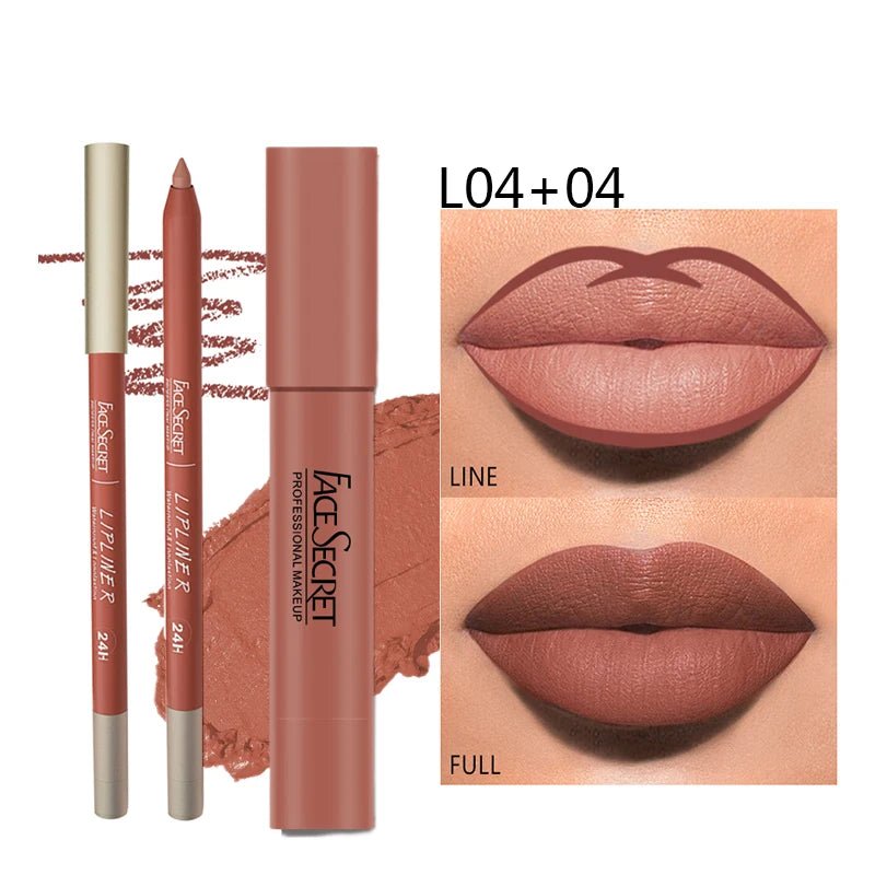 Matte Lipliner&Lipstick Set,Waterproof， Long Lasting Lip Makeup, Soft Matte Color Rendering,Women's Makeup Cosmetics - TheGlamTrend200001176:200006151L04 04L04 04Matte Lipliner&Lipstick Set,Waterproof， Long Lasting Lip Makeup, Soft Matte Color Rendering,Women's Makeup Cosmetics