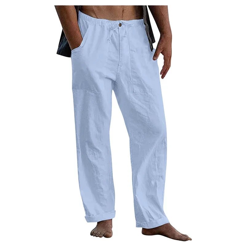 Men's Casual Trousers Home Pants New Man Cotton Linen Large Size White Straight Trousers Solid Beach Black Fitness Pants - TheGlamTrend14:175Ltbu;5:4182XXLLtbuMen's Casual Trousers Home Pants New Man Cotton Linen Large Size White Straight Trousers Solid Beach Black Fitness Pants