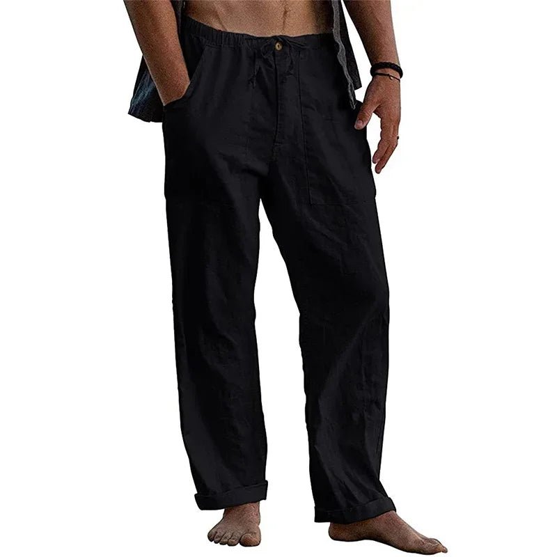 Men's Casual Trousers Home Pants New Man Cotton Linen Large Size White Straight Trousers Solid Beach Black Fitness Pants - TheGlamTrend14:193Bk;5:4183XXXLBkMen's Casual Trousers Home Pants New Man Cotton Linen Large Size White Straight Trousers Solid Beach Black Fitness Pants