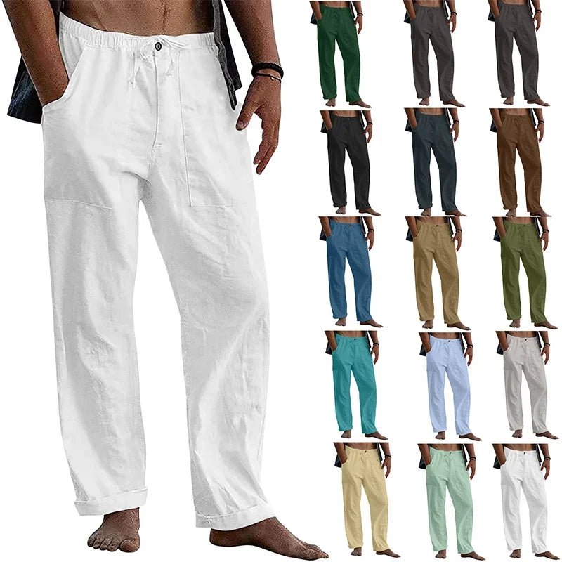 Men's Casual Trousers Home Pants New Man Cotton Linen Large Size White Straight Trousers Solid Beach Black Fitness Pants - TheGlamTrend14:200004889Gy;5:4182XXLGyMen's Casual Trousers Home Pants New Man Cotton Linen Large Size White Straight Trousers Solid Beach Black Fitness Pants