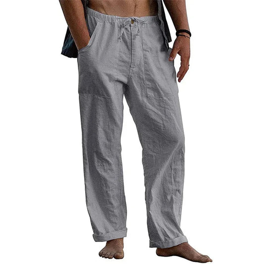 Men's Casual Trousers Home Pants New Man Cotton Linen Large Size White Straight Trousers Solid Beach Black Fitness Pants - TheGlamTrend14:200004889Gy;5:4182XXLGyMen's Casual Trousers Home Pants New Man Cotton Linen Large Size White Straight Trousers Solid Beach Black Fitness Pants