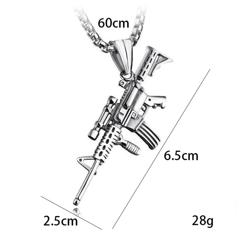Men's Machine Gun Pendant Necklace Hip Hop Punk Black Gold Color Stainless Steel Chain Retro Accessories Hippie Rapper Jewelry - TheGlamTrend200001034:200003760black gold colorblack gold colorMen's Machine Gun Pendant Necklace Hip Hop Punk Black Gold Color Stainless Steel Chain Retro Accessories Hippie Rapper Jewelry