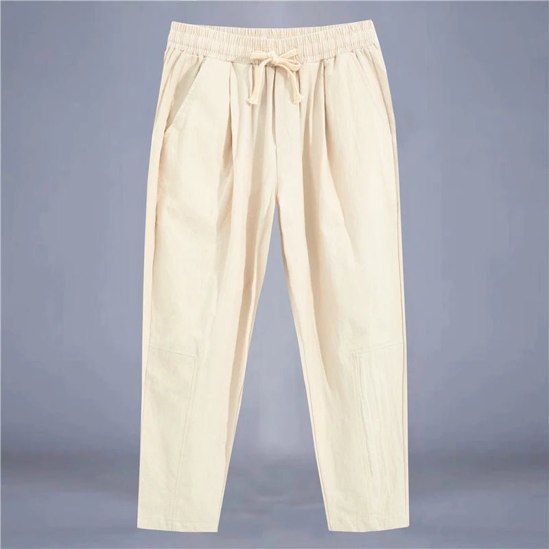 Men's Trousers Cotton Linen Fashion Casual Pants Solid Color Breathable Loose Shorts Straight Drawstring Pants Streetwear Men - TheGlamTrend14:350850Khaki;5:3613863XL (75 - 84.5Kg)Khaki3XL (75 - 84.5Kg)Men's Trousers Cotton Linen Fashion Casual Pants Solid Color Breathable Loose Shorts Straight Drawstring Pants Streetwear Men