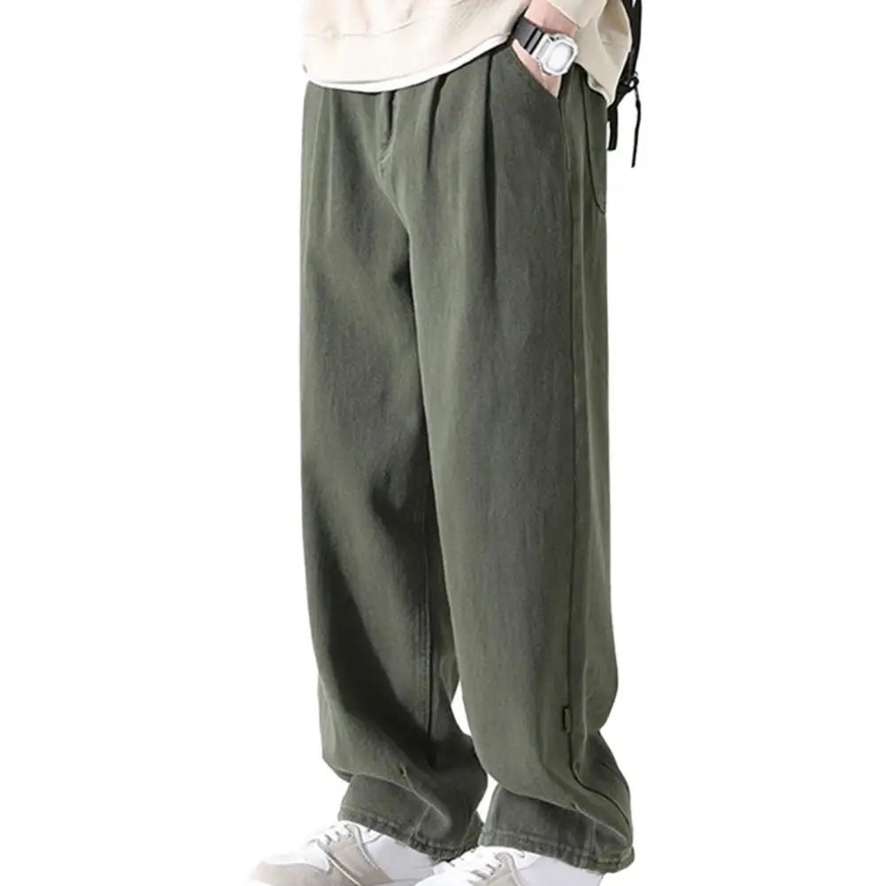 Pants for Men Trendy Wide - leg Trousers Breathable Wide - leg Men's Work Pants Retro Style Versatile Solid Color Trousers - TheGlamTrend14:175;200007763:201336100;5:6642XL2XLgreenCHINAPants for Men Trendy Wide - leg Trousers Breathable Wide - leg Men's Work Pants Retro Style Versatile Solid Color Trousers