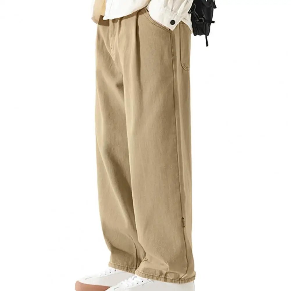Pants for Men Trendy Wide - leg Trousers Breathable Wide - leg Men's Work Pants Retro Style Versatile Solid Color Trousers - TheGlamTrend14:200001438;200007763:201336100;5:6642XL2XLKhakiCHINAPants for Men Trendy Wide - leg Trousers Breathable Wide - leg Men's Work Pants Retro Style Versatile Solid Color Trousers