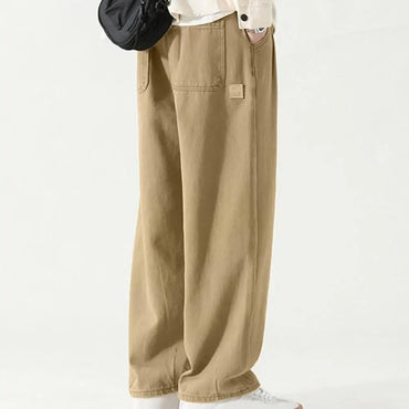 Pants for Men Trendy Wide - leg Trousers Breathable Wide - leg Men's Work Pants Retro Style Versatile Solid Color Trousers - TheGlamTrend14:200001438;200007763:201336100;5:6642XL2XLKhakiCHINAPants for Men Trendy Wide - leg Trousers Breathable Wide - leg Men's Work Pants Retro Style Versatile Solid Color Trousers