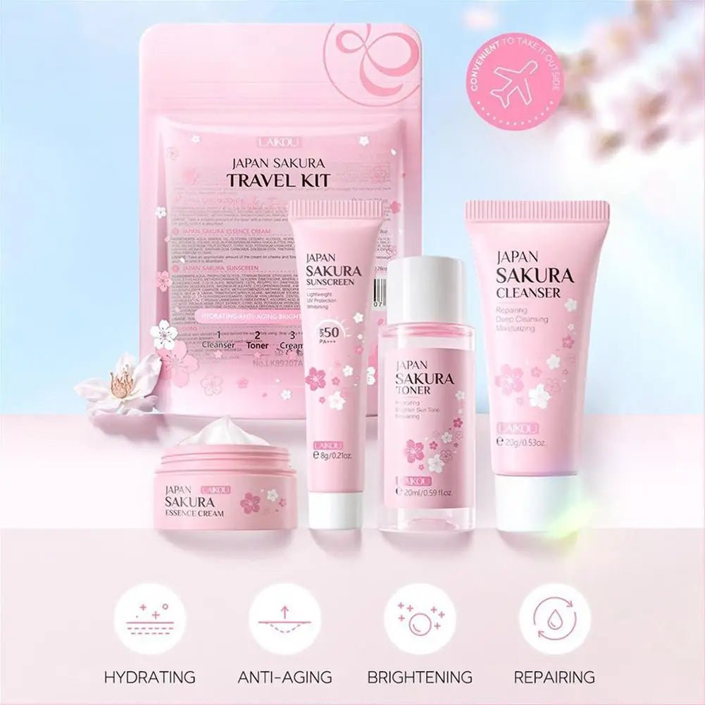 Sakura Skin Care Sets & Kits With Cleanser,Serum,Eye Cream,essence Cream Beauty Products For Women Gift Sets Routine Travel Kit - TheGlamTrend14:3654623PCS Set;200007763:2014410353PCS SetCNSakura Skin Care Sets & Kits With Cleanser,Serum,Eye Cream,essence Cream Beauty Products For Women Gift Sets Routine Travel Kit
