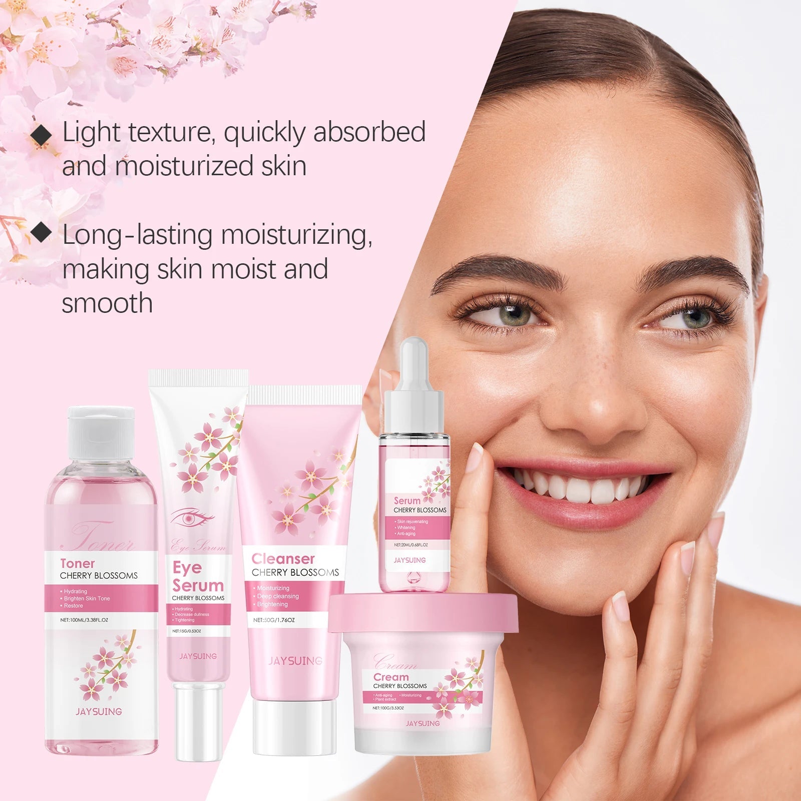 Sakura Skincare Set Moisturizer Face Cream Serum Toner Facial Cleanser Eye Cream Anti - Wrinkle Brighten Face Care Kit for Women - TheGlamTrend14:193Facial Cream 100gFacial Cream 100gSakura Skincare Set Moisturizer Face Cream Serum Toner Facial Cleanser Eye Cream Anti - Wrinkle Brighten Face Care Kit for Women