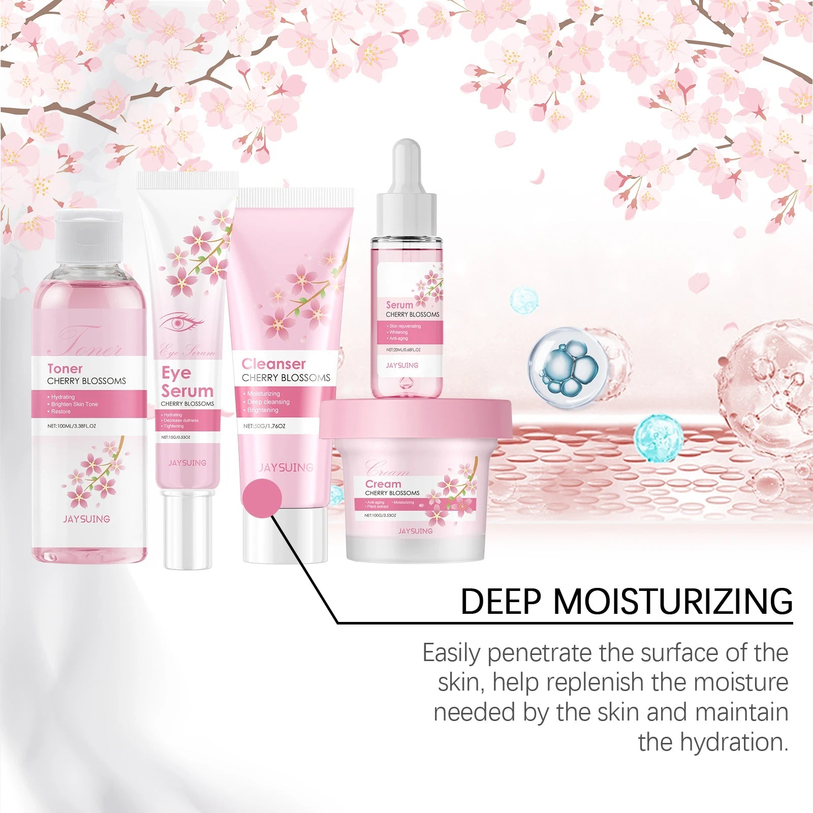 Sakura Skincare Set Moisturizer Face Cream Serum Toner Facial Cleanser Eye Cream Anti - Wrinkle Brighten Face Care Kit for Women - TheGlamTrend14:193Facial Cream 100gFacial Cream 100gSakura Skincare Set Moisturizer Face Cream Serum Toner Facial Cleanser Eye Cream Anti - Wrinkle Brighten Face Care Kit for Women