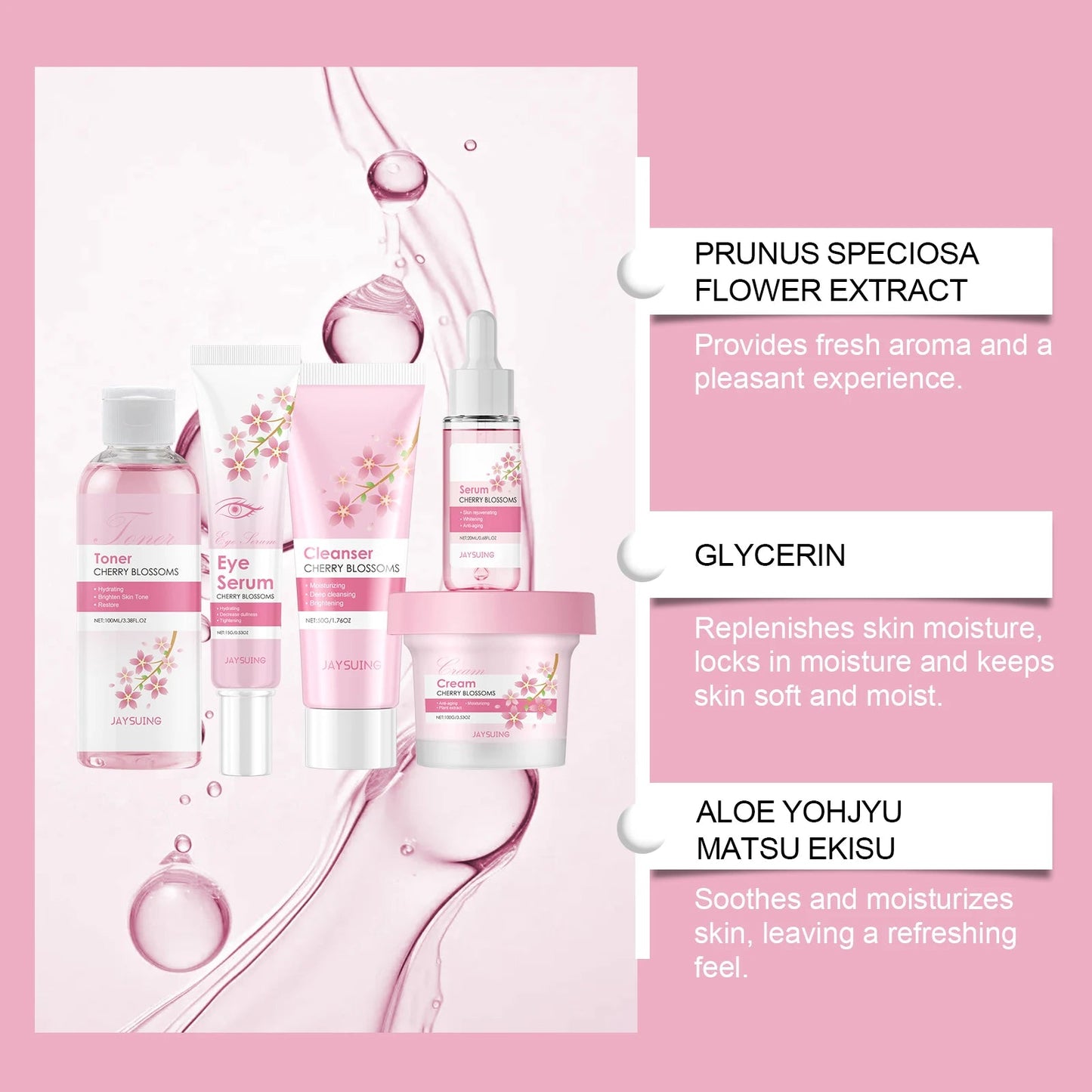 Sakura Skincare Set Moisturizer Face Cream Serum Toner Facial Cleanser Eye Cream Anti - Wrinkle Brighten Face Care Kit for Women - TheGlamTrend14:193Facial Cream 100gFacial Cream 100gSakura Skincare Set Moisturizer Face Cream Serum Toner Facial Cleanser Eye Cream Anti - Wrinkle Brighten Face Care Kit for Women