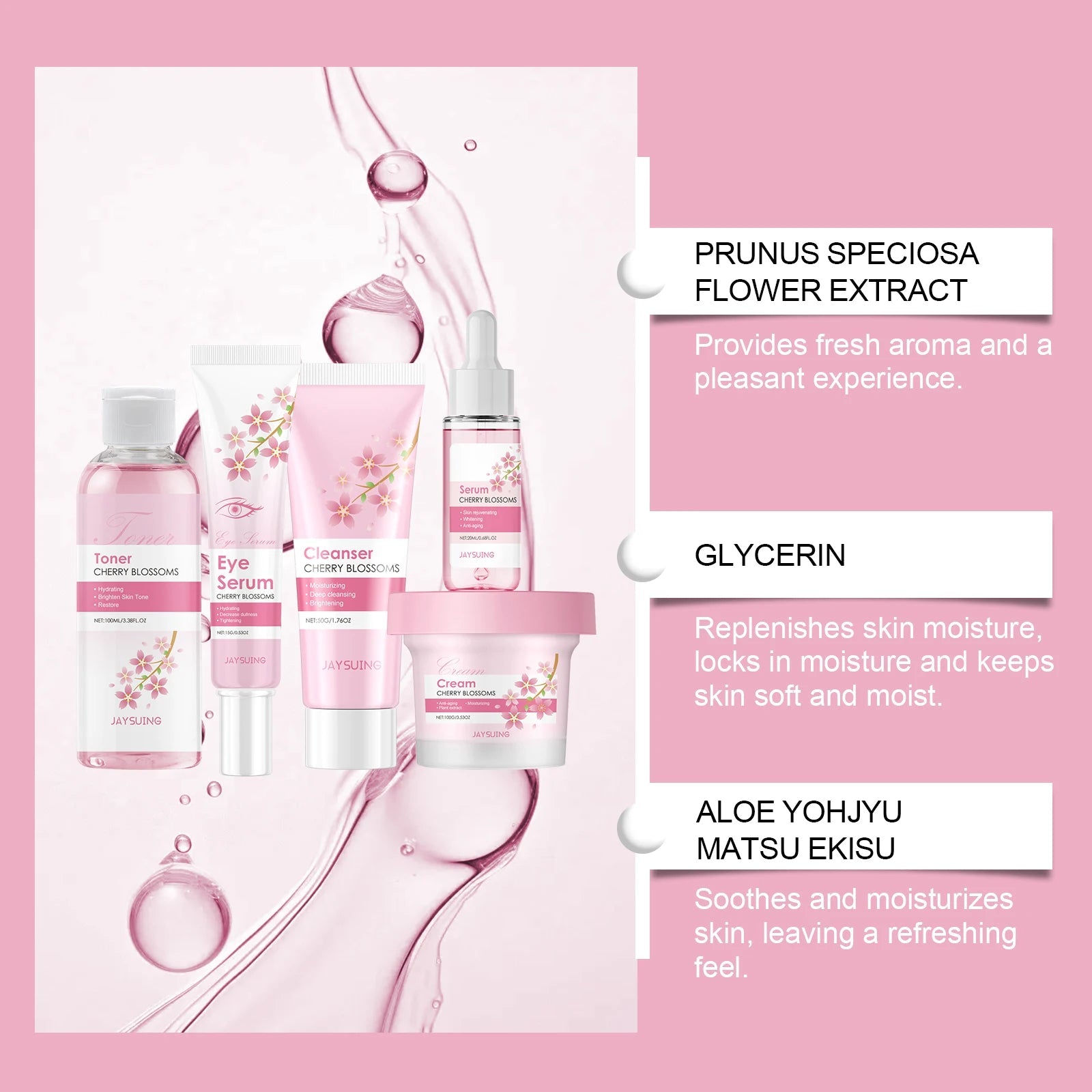 Sakura Skincare Set Moisturizer Face Cream Serum Toner Facial Cleanser Eye Cream Anti - Wrinkle Brighten Face Care Kit for Women - TheGlamTrend14:193Facial Cream 100gFacial Cream 100gSakura Skincare Set Moisturizer Face Cream Serum Toner Facial Cleanser Eye Cream Anti - Wrinkle Brighten Face Care Kit for Women