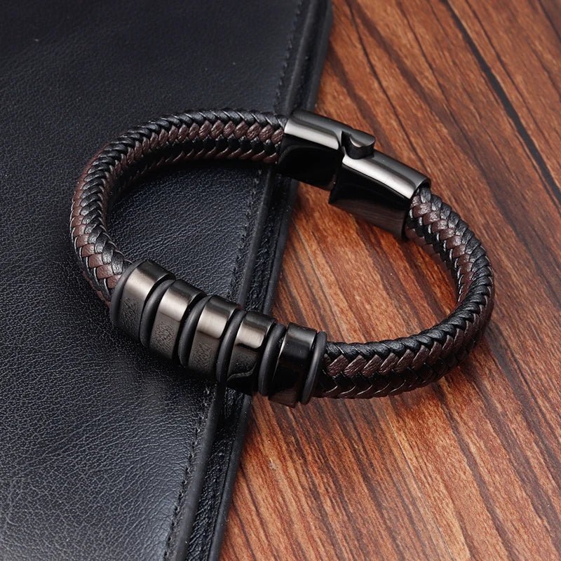 Simple New Style Combination Small Accessories Stainless Steel Men's Leather Bracelet Male Jewelry Surprise Gift - TheGlamTrend200000639:2832;200001034:361180color 1color 121cmSimple New Style Combination Small Accessories Stainless Steel Men's Leather Bracelet Male Jewelry Surprise Gift
