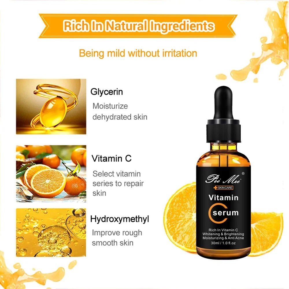 Skincare Products Vitamin C Facial Serum Brighten Skin Lighten Spots Hyaluronic Acid Face Essence Skin Care Products 30ml - TheGlamTrend200000581:200006902Vitamin CVitamin CSkincare Products Vitamin C Facial Serum Brighten Skin Lighten Spots Hyaluronic Acid Face Essence Skin Care Products 30ml