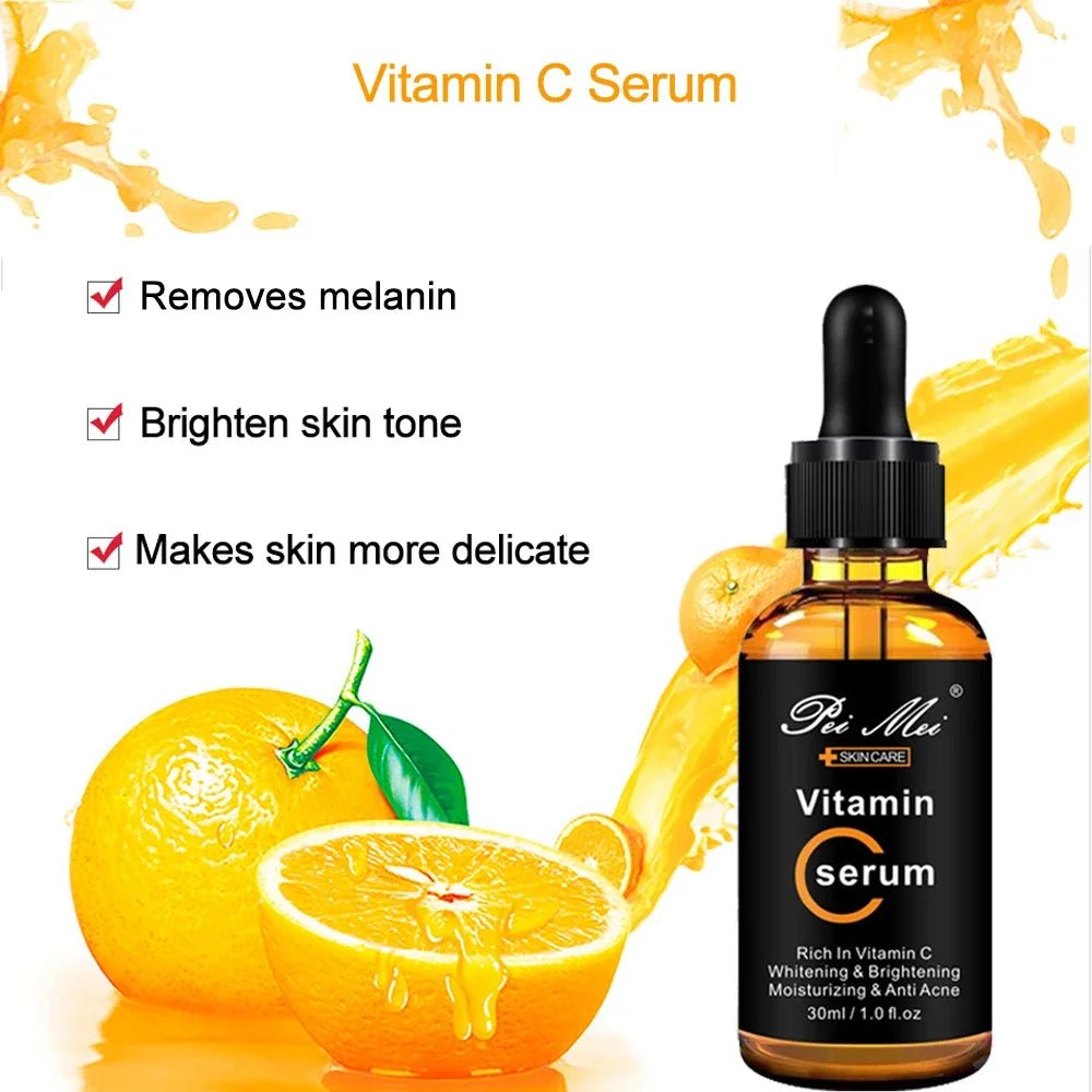 Skincare Products Vitamin C Facial Serum Brighten Skin Lighten Spots Hyaluronic Acid Face Essence Skin Care Products 30ml - TheGlamTrend200000581:200006902Vitamin CVitamin CSkincare Products Vitamin C Facial Serum Brighten Skin Lighten Spots Hyaluronic Acid Face Essence Skin Care Products 30ml