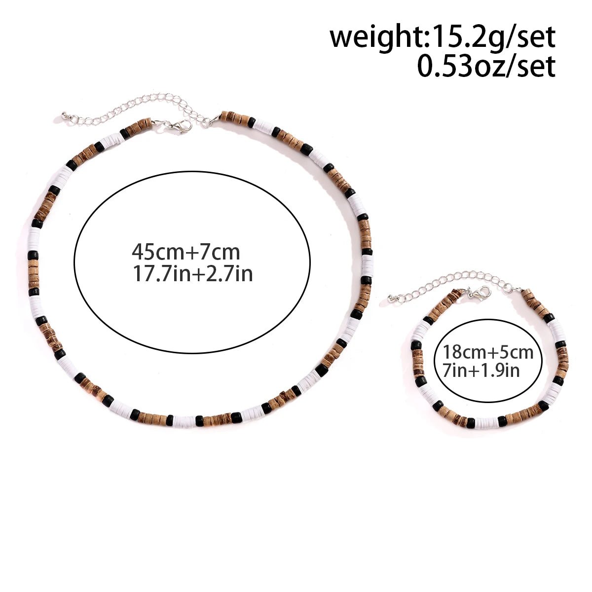 Small Wood and Polymer Clay Beads Chains Necklace and Bracelect Sets for Men Trendy Beaded Accessories on Hand/Neck 2023 Fashion - TheGlamTrend200001033:361180MultiMultiSmall Wood and Polymer Clay Beads Chains Necklace and Bracelect Sets for Men Trendy Beaded Accessories on Hand/Neck 2023 Fashion