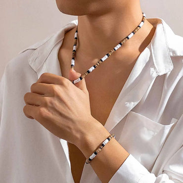 Small Wood and Polymer Clay Beads Chains Necklace and Bracelect Sets for Men Trendy Beaded Accessories on Hand/Neck 2023 Fashion - TheGlamTrend200001033:361180MultiMultiSmall Wood and Polymer Clay Beads Chains Necklace and Bracelect Sets for Men Trendy Beaded Accessories on Hand/Neck 2023 Fashion
