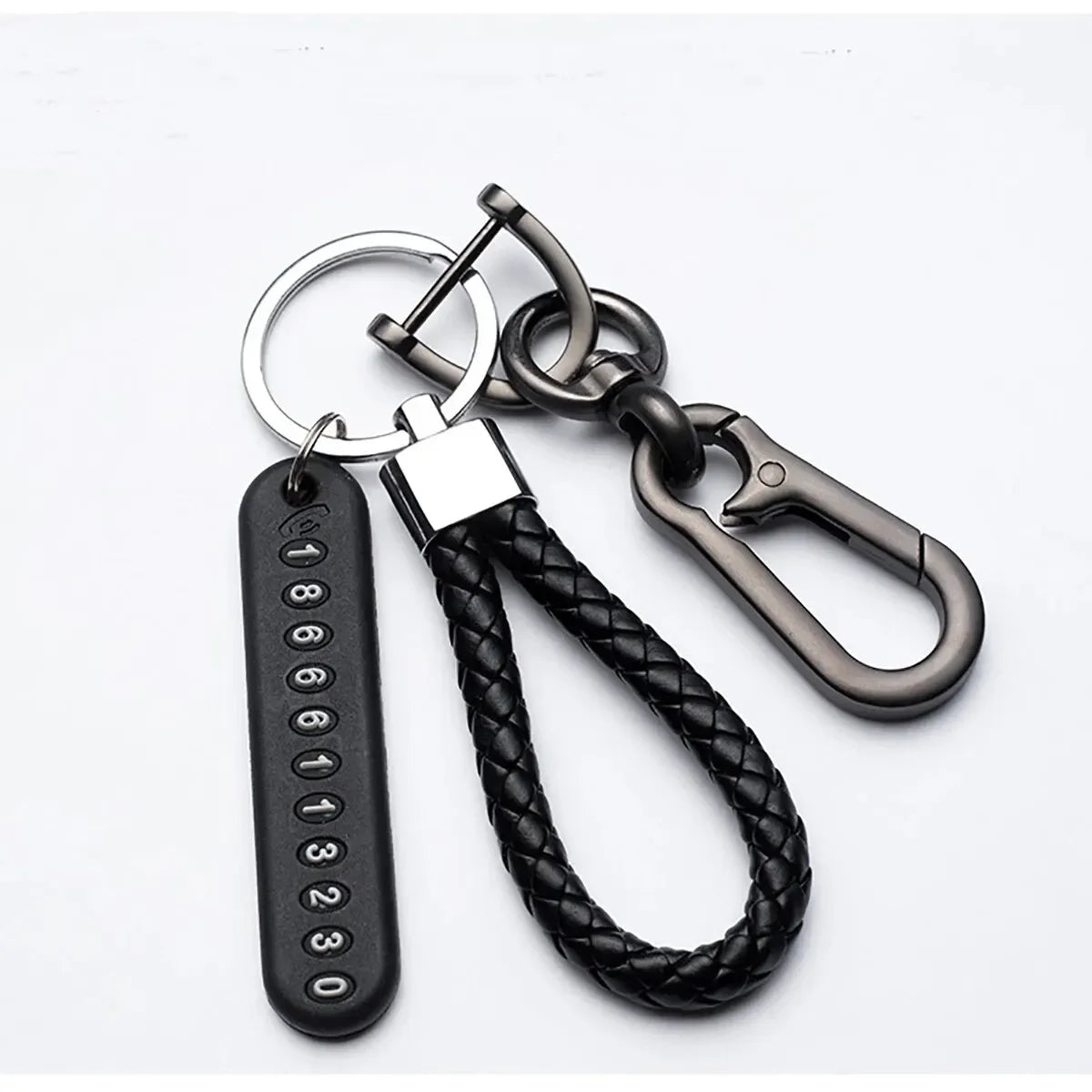 Trendy DIY Mobile Phone Number Plate Pendant Keychain for Men Punk Simple Woven Leather Rope Anti - lost Car Key Chain Accessories - TheGlamTrend14:175Style 1Style 1Trendy DIY Mobile Phone Number Plate Pendant Keychain for Men Punk Simple Woven Leather Rope Anti - lost Car Key Chain Accessories