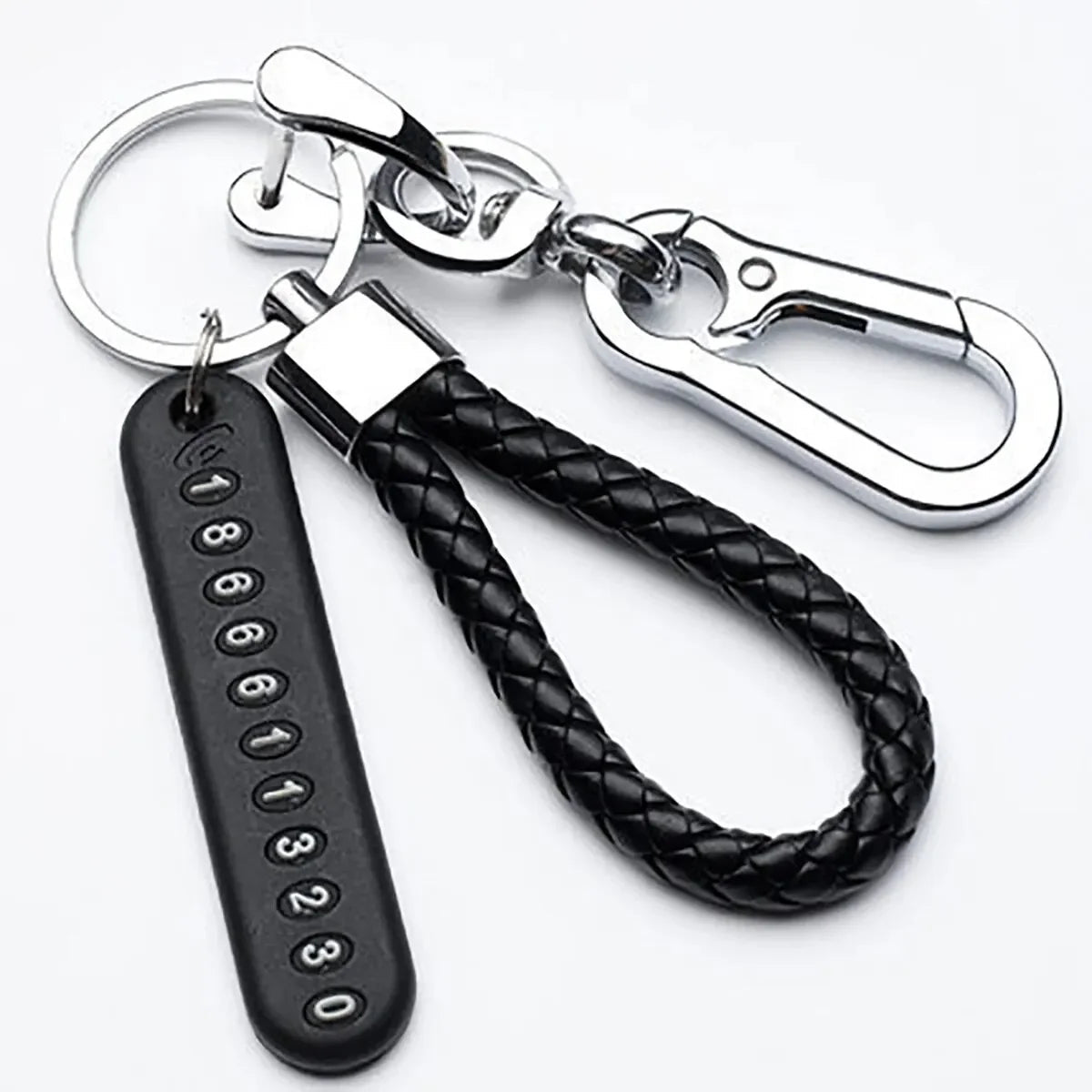 Trendy DIY Mobile Phone Number Plate Pendant Keychain for Men Punk Simple Woven Leather Rope Anti - lost Car Key Chain Accessories - TheGlamTrend14:29Style 2Style 2Trendy DIY Mobile Phone Number Plate Pendant Keychain for Men Punk Simple Woven Leather Rope Anti - lost Car Key Chain Accessories