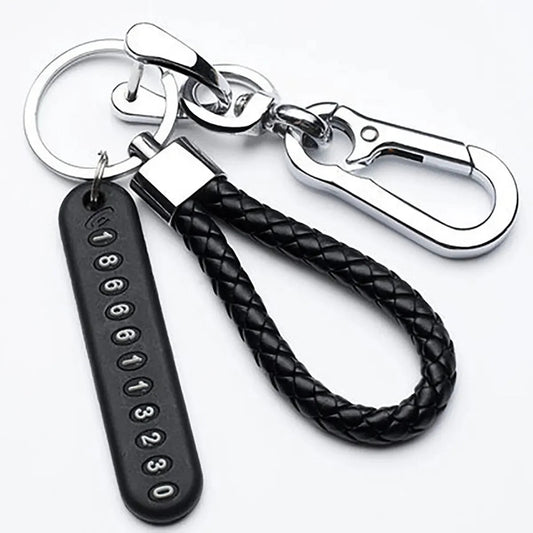 Trendy DIY Mobile Phone Number Plate Pendant Keychain for Men Punk Simple Woven Leather Rope Anti - lost Car Key Chain Accessories - TheGlamTrend14:29Style 2Style 2Trendy DIY Mobile Phone Number Plate Pendant Keychain for Men Punk Simple Woven Leather Rope Anti - lost Car Key Chain Accessories